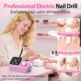 45000RPM Professional Corded Nail Drill E-File Kit for Salon Home LED Display Low Noise Ideal for V1107-110-70226-RED