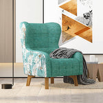 Armchair High back Lounge Accent Chair Designer Printed Fabric with Wooden Leg V43-AC-ROSEGR-C