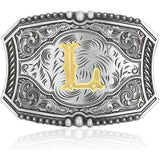 Men's American Western Belt Knight Vintage Initial Letters A to Z Alphabet Cowboy Rodeo Belt V1188-CYX-J02-2168