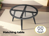 Gardeon 3PC Outdoor Bistro Set Patio Furniture Lounge Setting Table and Chairs Grey ODF-RATTAN-3STL-GE