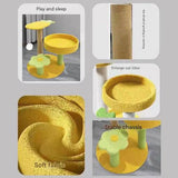 Yellow Cactus Pineapple Cat Tree with Scratching Post & Cozy Perch - Multi-Level Cat Tower with V888-ELOSUNG48748