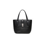 Black Women's Vegetable Tanned Leather Bucket Bag Minimalist Crossbody Handbag with Inner Canvas V888-ELOSUNG38899