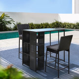 Gardeon 3-Piece Outdoor Bar Set Patio Dining Chairs Wicker Table Stools ODF-BARSET-STORE-3SET