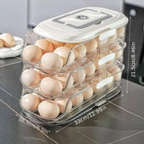 (Double row and second floor)Egg Holder for Fridge Stackable Pull Out Drawer with Handle Removable V1385-JDH-WU-904-003