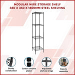 Modular Wire Storage Shelf 350 x 350 x 1800mm Steel Shelving V63-841481