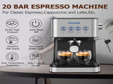 Premium Espresso Coffee Machine with Touch Control Panel & Steam Milk Frother 1050W Stainless Steel V888-ELOSUNG44770