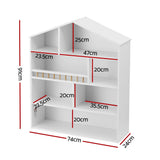 Keezi 4 Tiers Kids Bookshelf Wooden Bookcase Display Storage Organiser Cabinet White FURNI-G-BOOK-HOUSE-WH