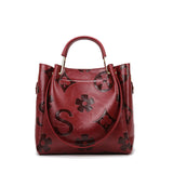 Dark Red Elegant Embossed PU Leather Tote Bag for Women - Large Capacity Handbag with Inner Pouch V888-ELOSUNG13993