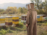 Beekeeping Protective Suit Breathable Bee Suits Smock with Zipper for Beekeepers Light BrownXXL V1294-YM0901-3111200080713