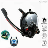 Black Full Face Snorkel Mask Swimming Breath Dry Diving Goggle Scuba Glass Anti-Fog AU S V201-W12783350