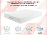 Double 30cm Green Tea Memory Foam Mattress Cooling Comfort with CertiPUR-US Certified Foam V63-826501