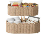 2PCS Woven Storage Baskets, Handwoven Basket with Scalloped Edge, Decorative Organizer for Home, V1369-AZ3-W-08728
