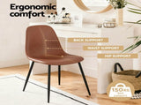 Artiss 4x Dining Chairs Retro PU Leather Kitchen Lounge Cafe Accent Chair Brown DINC-B-B04-BRX4