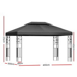 Instahut Gazebo 4x3m Marquee Outdoor Wedding Party Event Tent Home Iron Art Shade Grey GAZEBO-IR-LE-HF-4X3-GY-AB