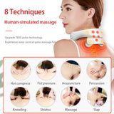White Portable Electric Neck Massager Intelligent Pulse Therapy with Heat and 4 Massage Heads V888-ELOSUNG13449