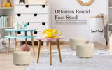 Fabric Ottoman Round Wooden Leg Foot Stool - BEIGE V274-FT-GQST01-BE