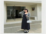 Dark Gray Size L French Spring Two-Piece Dress Set V1221-XM-LB7103-GM182