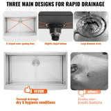 Farmhouse Kitchen Sink, 304 Stainless Steel Drop-In Sinks, Top Mount Single Bowl Basin with Ledge & V952-NSSC30YCYTJ066NW9V0