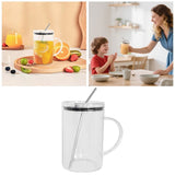 Clear Large Glass Tumbler Mug With Handle Lid And Glass Straw Reusable Drinking Cup For Iced Coffee V1369-AZ3-W-14898