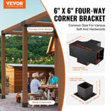 VEVOR Pergola Bracket Kit 152.4 x 152.4 mm, 4pcs 4-Way Heavy Duty Corner Bracket Woodworks DIY Post V952-LPJJTZST4PCS2K9OOV0