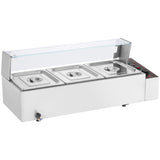 VEVOR Commercial Electric Food Warmer Countertop Buffet 3*8Qt with Glass Shield V952-SYSPBWQ312FSFY1YSV3