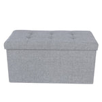 SONGMICS 76cm Folding Storage Ottoman Bench Foot Rest Stool Light Gray V227-8498402106080