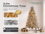 Christabelle 2.1m 7ft Silver Tinsel Christmas Tree Pre Lit Warm White LED Retro Artificial Indo 112_WFLR7