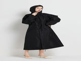 Size XL Black Women's Chic Lightweight Waterproof Raincoat - Long Hooded Packable Rain Jacket with V888-ELOSUNG32629
