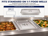 Commercial Stainless Steel GN 1/1 150mm Deep Gastronorm Bain Marie Buffet Steam Table Food Pan with V324-1-1GNPAN-15CM-WLID