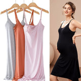 Women's Nursing Nightgown Maternity Dress Padded Breastfeeding Full Slips Loose Sleepwear Sleeveless V1370-AZ4-15488