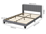 Levede Metal Wooden Bed Frame Queen Panel Plush Upholstered Soft Headboard Grey BF1072-Q-GY-AU