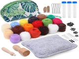 Needle Felting Kit, Needle Felting Starter Kit with Exquisite Green Storage Bag, Wool Roving 18 V1192-AZ-W-3203