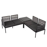 Eden 4-Seater Outdoor Lounge Set with Coffee Table in Black-Stylish Textile and Rope Design V264-OTF-523S-BLK-NA-1