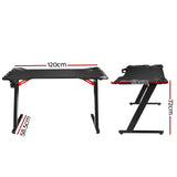 Artiss Gaming Desk Computer Desks LED Light 120CM GTABLE-B-RGB-120-BK