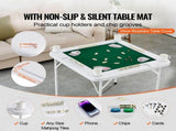 Mahjong Table, 4 Player Folding Domino Table with Wear-Resistant Green Tabletop, Portable Square V952-SDMJZBSWZDMJOF0ZJV0
