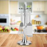 Stainless Steel Cooking Utensil Stand Kitchenware Spatula Scoop Spoon Rotating Storage Rack V1294-YM0901-3118200101811