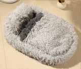 Dog Bed with Cover Cave, Orthopedic Dog Bed with Blanket, Pet Bed Cozy Cuddler Mat, Anti-Anxiety V1107-135-39354-GRY