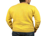 100% SHETLAND RAGG WOOL CREW Round Neck Knit JUMPER Pullover Mens Sweater Knitted - Corn - M V563-SW-CN-CORN14-M