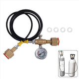 CO2 Refilling Station Charging Adapter to Small Welding Tanks,W/ 1.5 Meters Soft Hose 250Bar Gauge V1192-AZ-W-22947