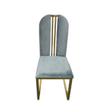 2X Dining Chair Stainless Gold Frame & Seat Blue Fabric V43-DC-FNC