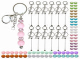 84Pcs Beadable Keychains Set,Keychains Bulk for Keychain Making Accessories with Silicone Beads V1370-AZ4-07716