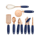 Blue And Rose Gold 7-Piece Kitchen Gadget Set - Stainless Steel Utensils with Comfort Grip Handles V888-ELOSUNG23935