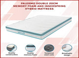 Double 20cm Hybrid Mattress Memory Foam and Innerspring Support V63-821891