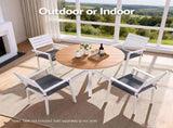 Gardeon 4PC Outdoor Dining Chairs Stackable Aluminum Lounge Chair Patio Furniture ODF-CHAIR-ALU-WH-4X