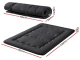Giselle Bedding 10cm Japanese Floor Mattress Foldable Futon Mattress Washable Cover Straps FM-FUTON-135-10-BK