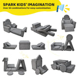17Pcs Modular Kids Play Sofa Toddler Couch High Density Foam Play Block with Washable Cover Creative V985-KIDSSOFA