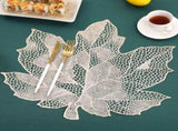 Placemats Set of 2, Vinyl Table Mats Hollowed-Out Leaf Place Mats Dinner Table Decor Mats for V1192-AZ-W-15577