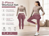 XL size Women's 2-Piece Running Yoga Set - Purple Colorblock Zip Jacket and Purple Faux Two-Layer V888-ELOSUNG53852