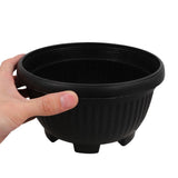 Set of 6 Black Plastic Plant Pots, Shallow Flower Pots for Indoor and Outdoor Gardening, Garden V1369-AZ3-W-16779