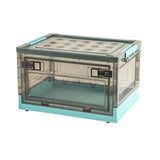 Foldable Storage Box, Clear Plastic Storage Container with Front Opening and Wheels, Large Capacity V1192-AZ-W-30100